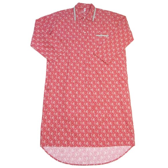 NWT Domi Pullover Tunic Nightshirt in Rory Red Floral Cotton Nightgown L Large - Picture 1 of 5